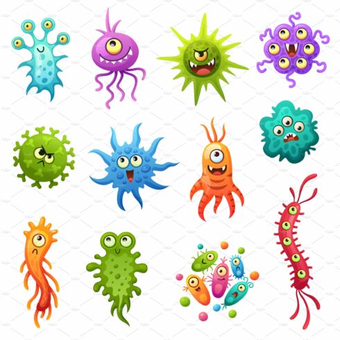 Cartoon viruses. Germs virus cover image.