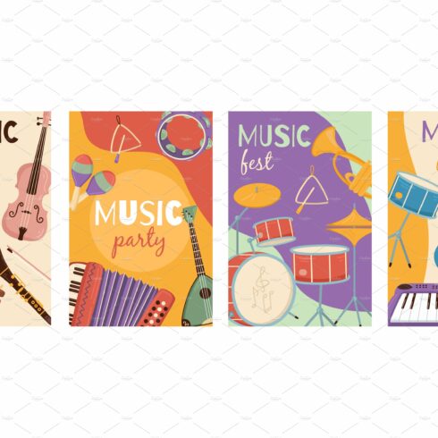 Musical instruments cards. Festivals cover image.