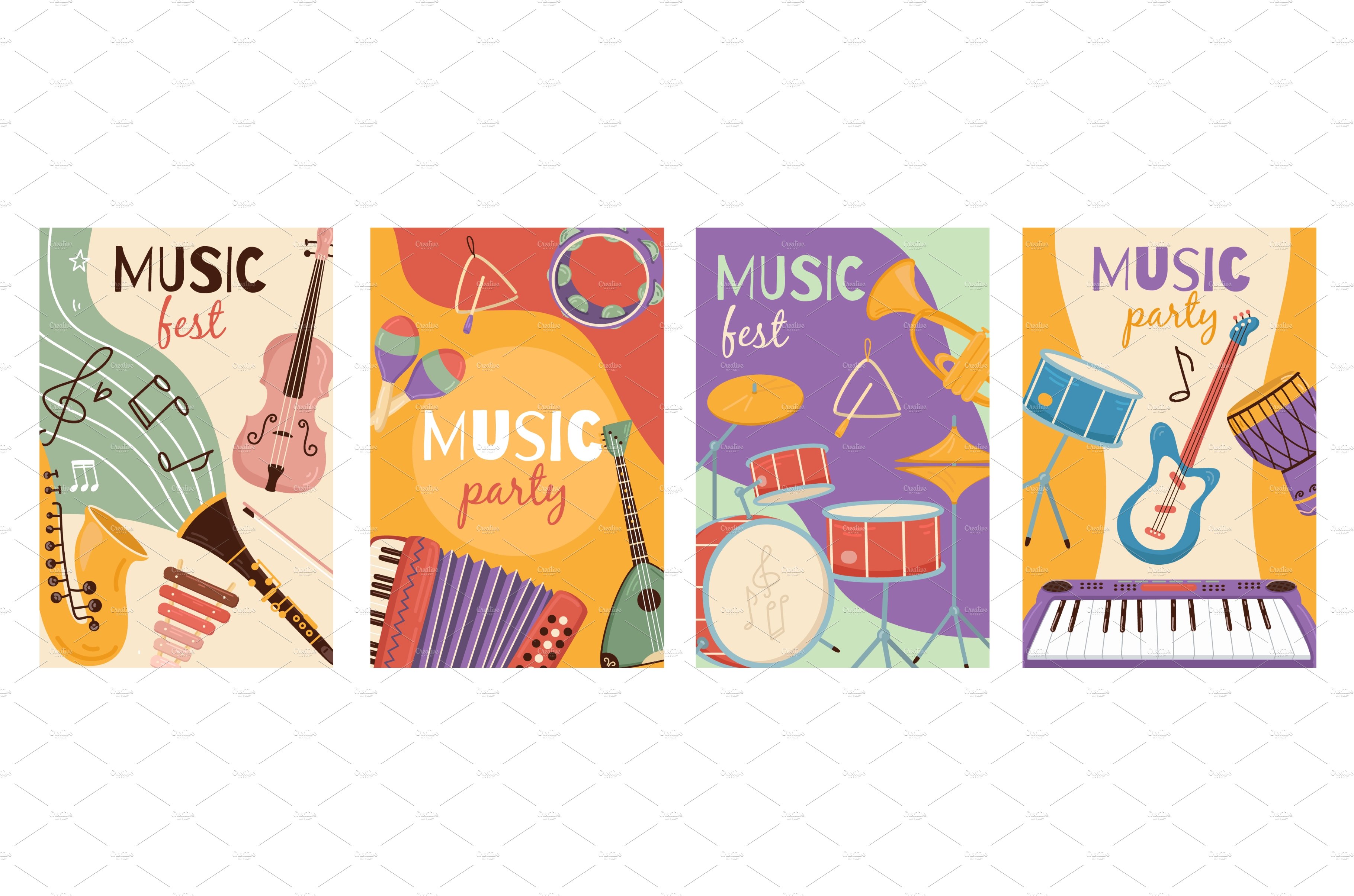 Musical instruments cards. Festivals cover image.