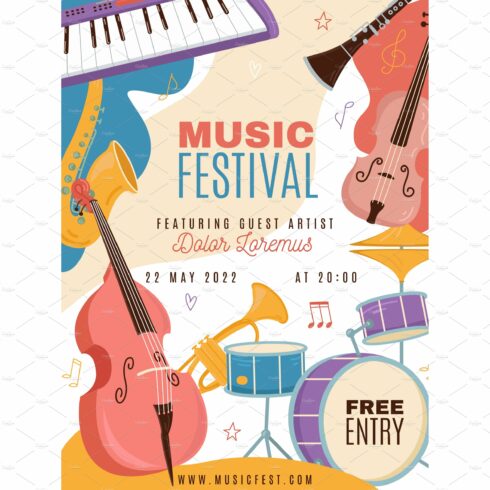 Musical festival poster. Jazz band cover image.