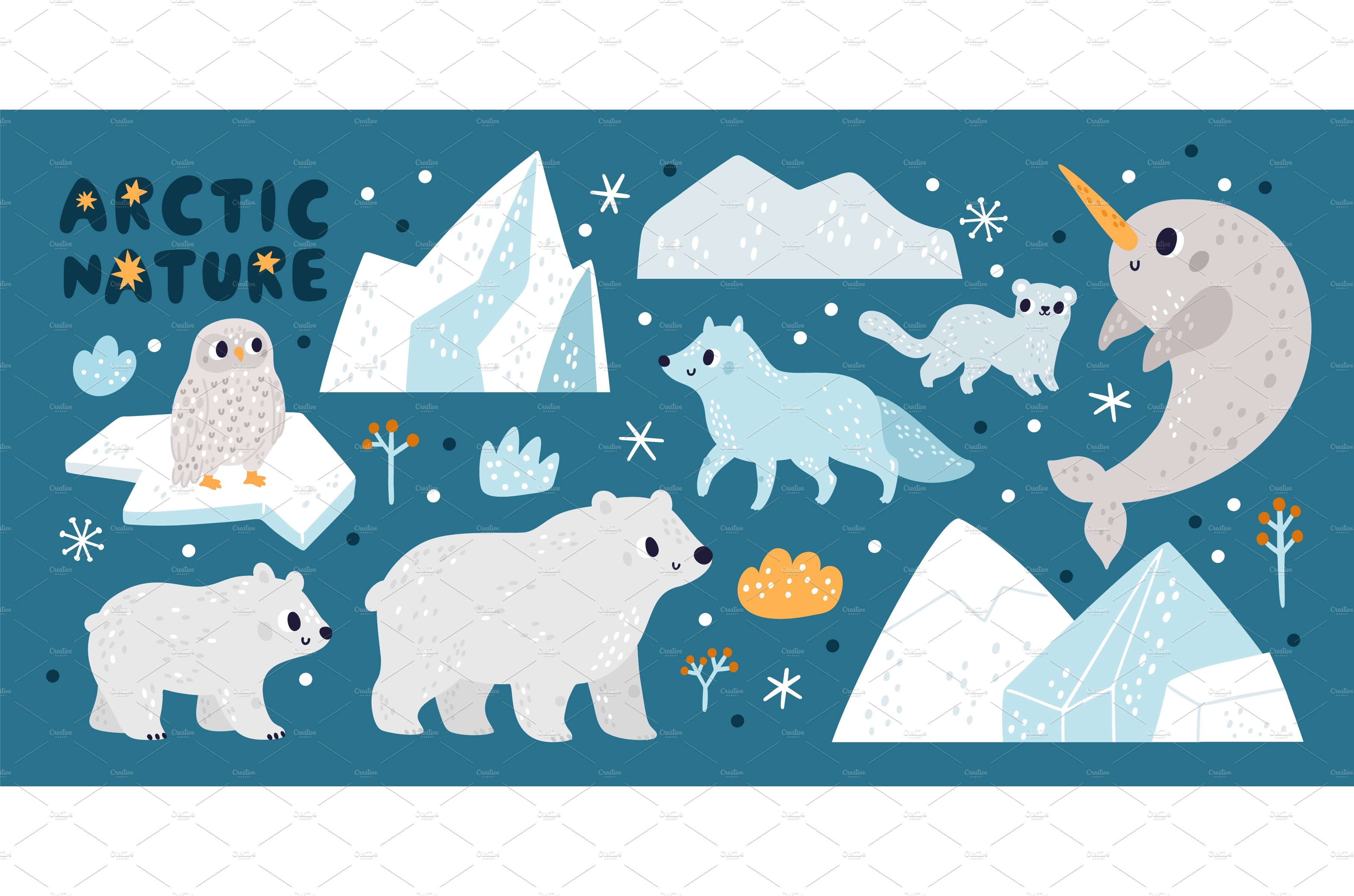 Cute arctic nature. Northern animal cover image.