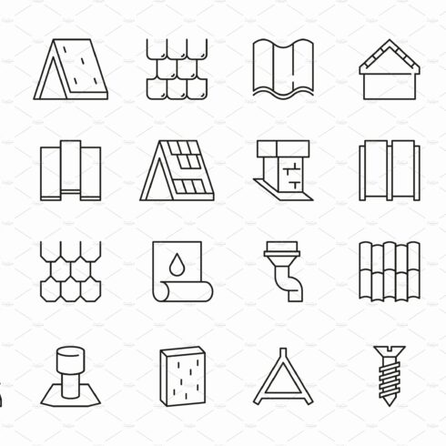 Roofing symbols. Housetop cover image.