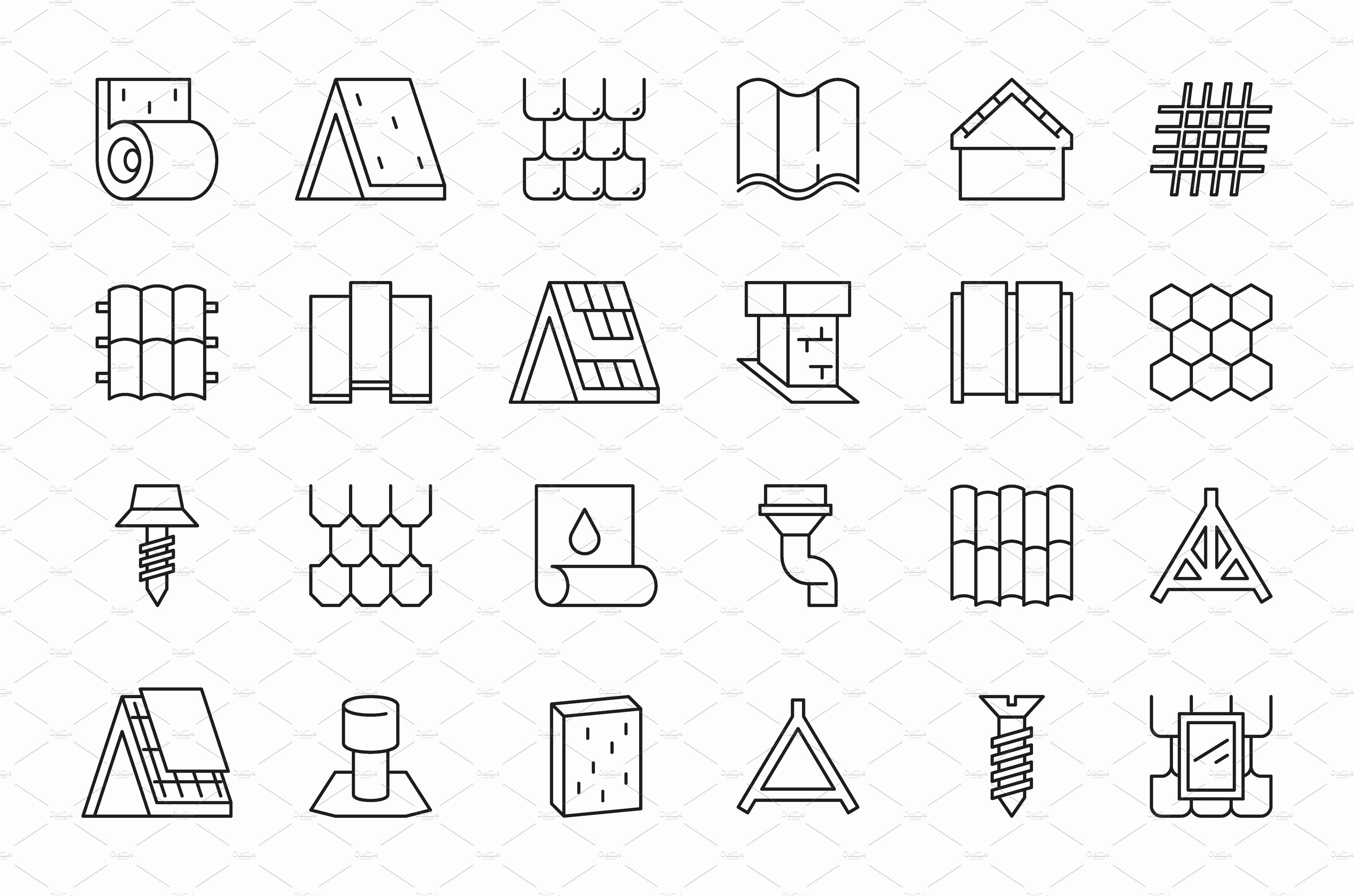 Roofing symbols. Housetop cover image.