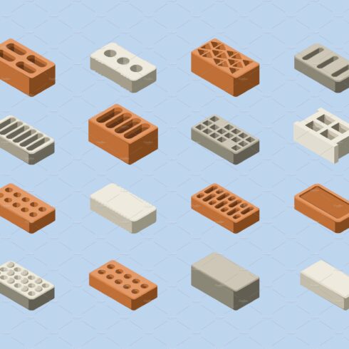 Bricks set. 3d materials for cover image.