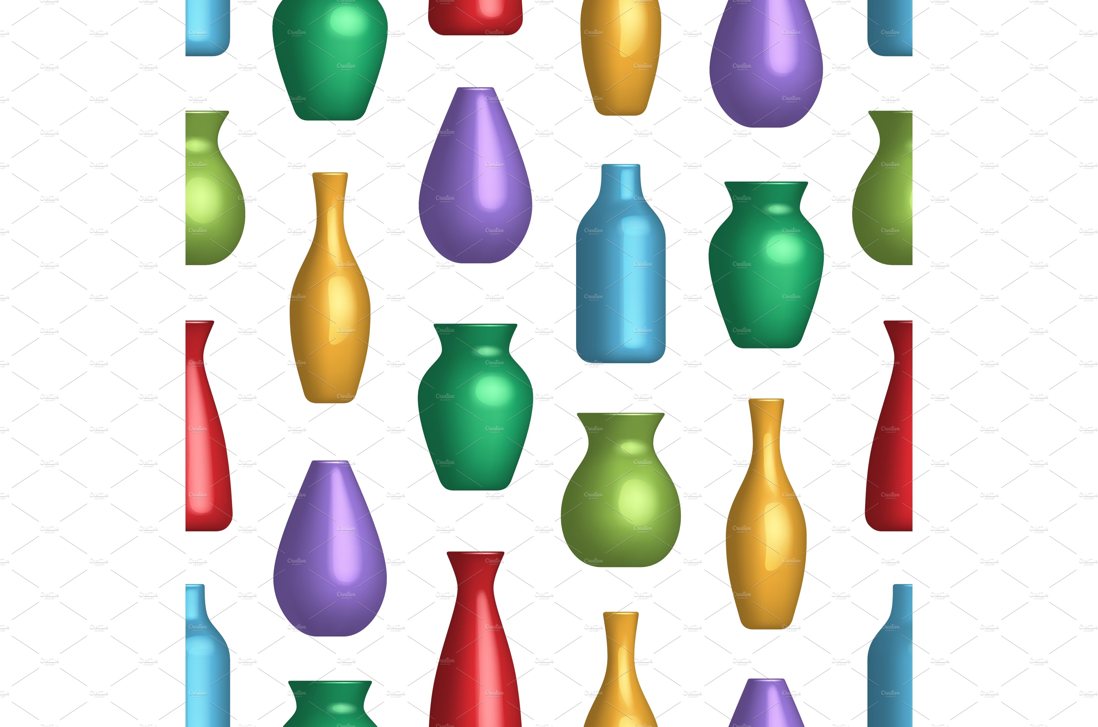 Flowers vase pattern. Ceramic cover image.