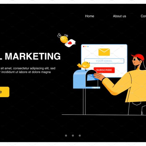 E-mail marketing landing page with cover image.