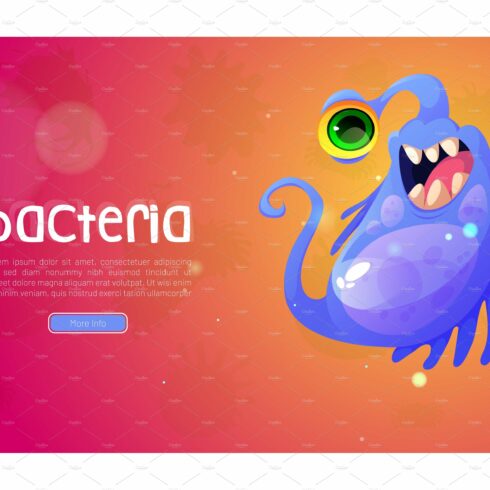 Bacteria cartoon web banner, cute cover image.
