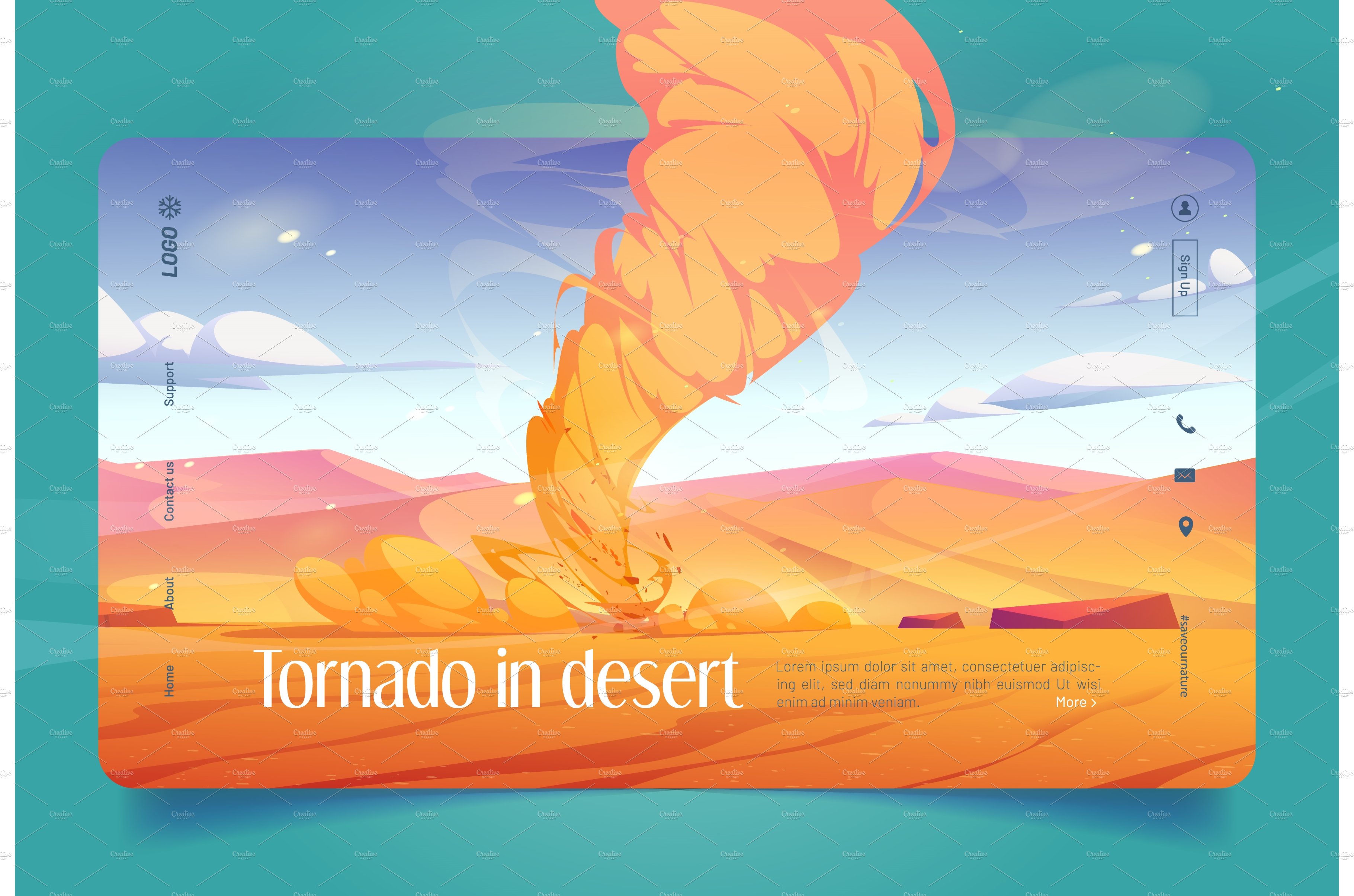 Tornado, sand whirlwind in desert cover image.