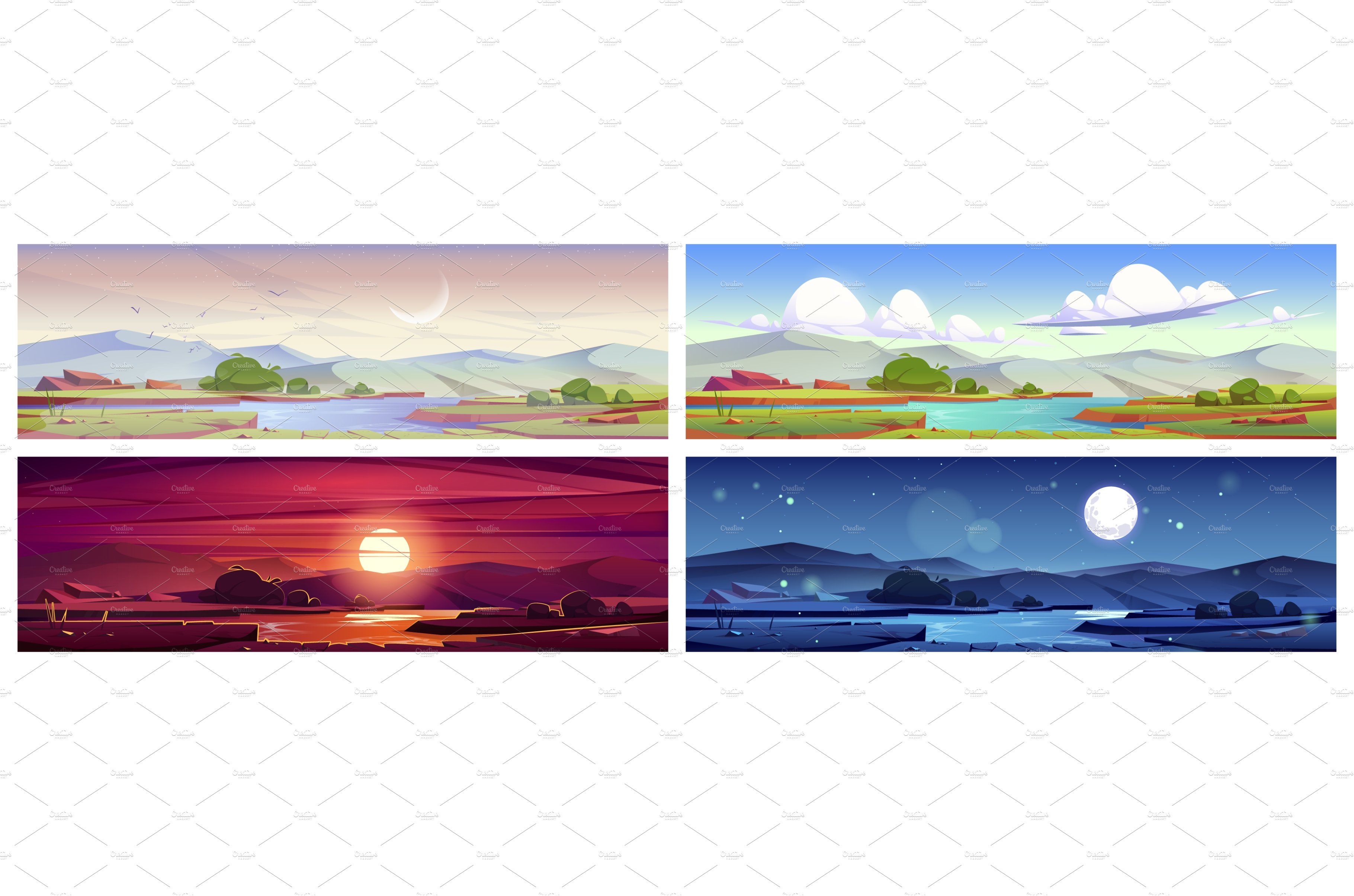 Cartoon nature landscape at morning cover image.
