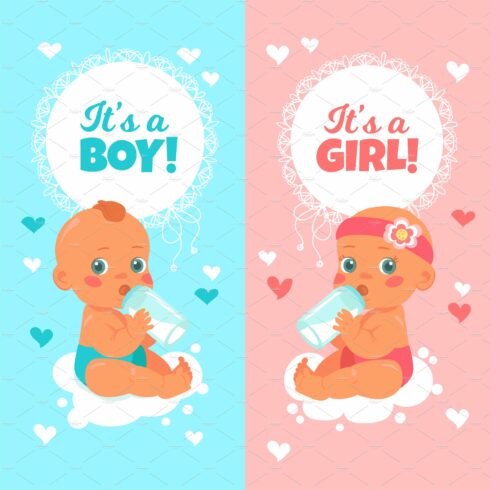 Newborn baby cards. Boy and girl cover image.