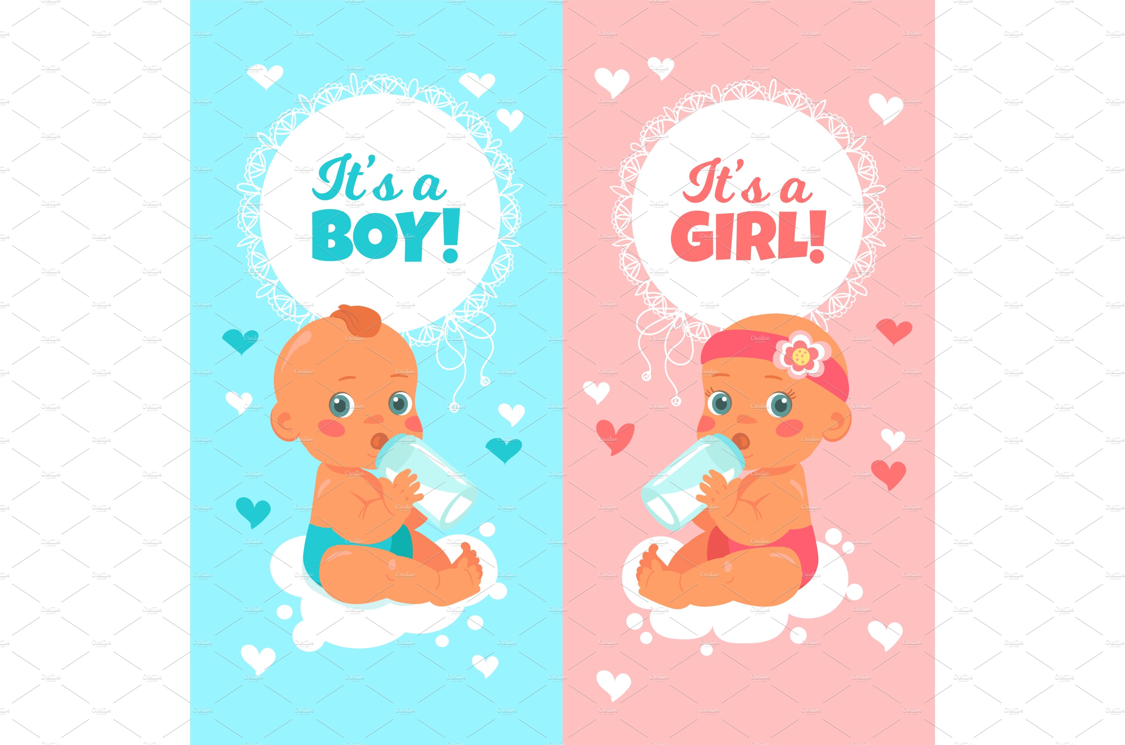 Newborn baby cards. Boy and girl cover image.