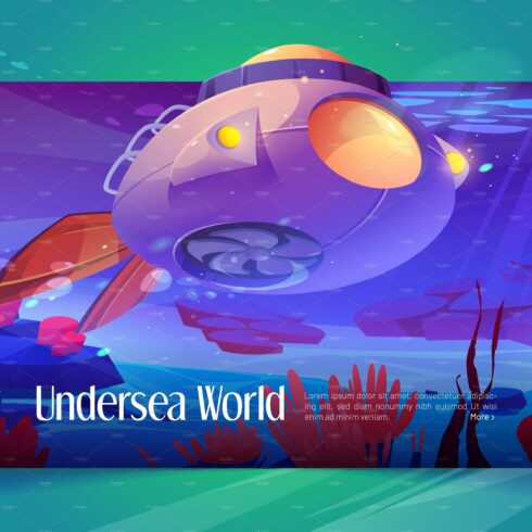 Undersea world banner with submarine cover image.