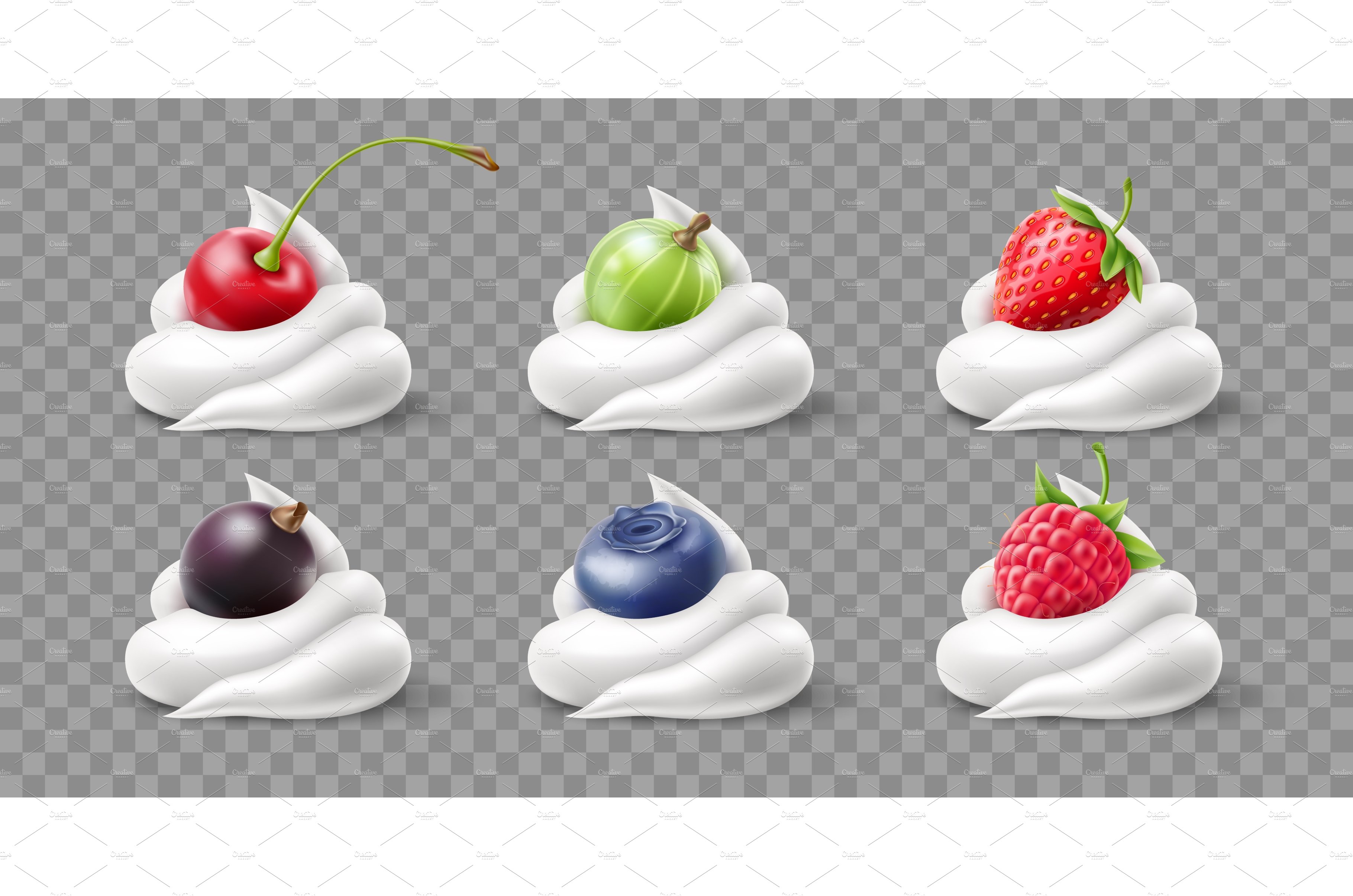 Realistic berries cream. Natural cover image.