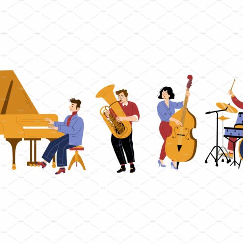 Music concert, jazz band musicians cover image.