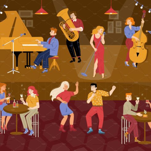 Jazz club musical concert, people cover image.