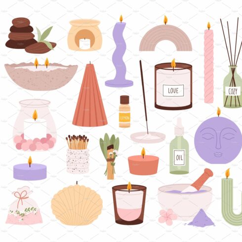Home aroma candles, incense and cover image.