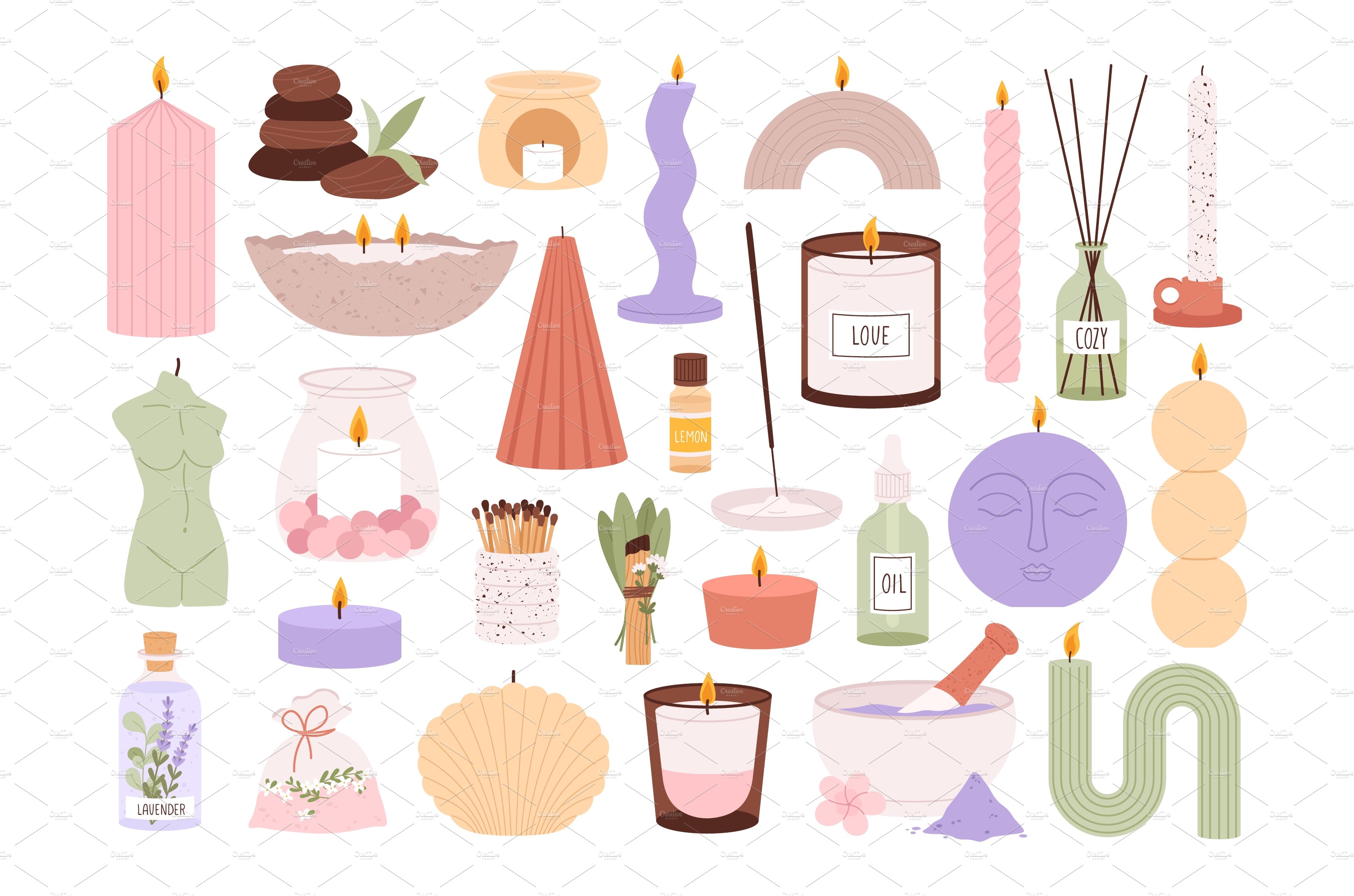 Home aroma candles, incense and cover image.