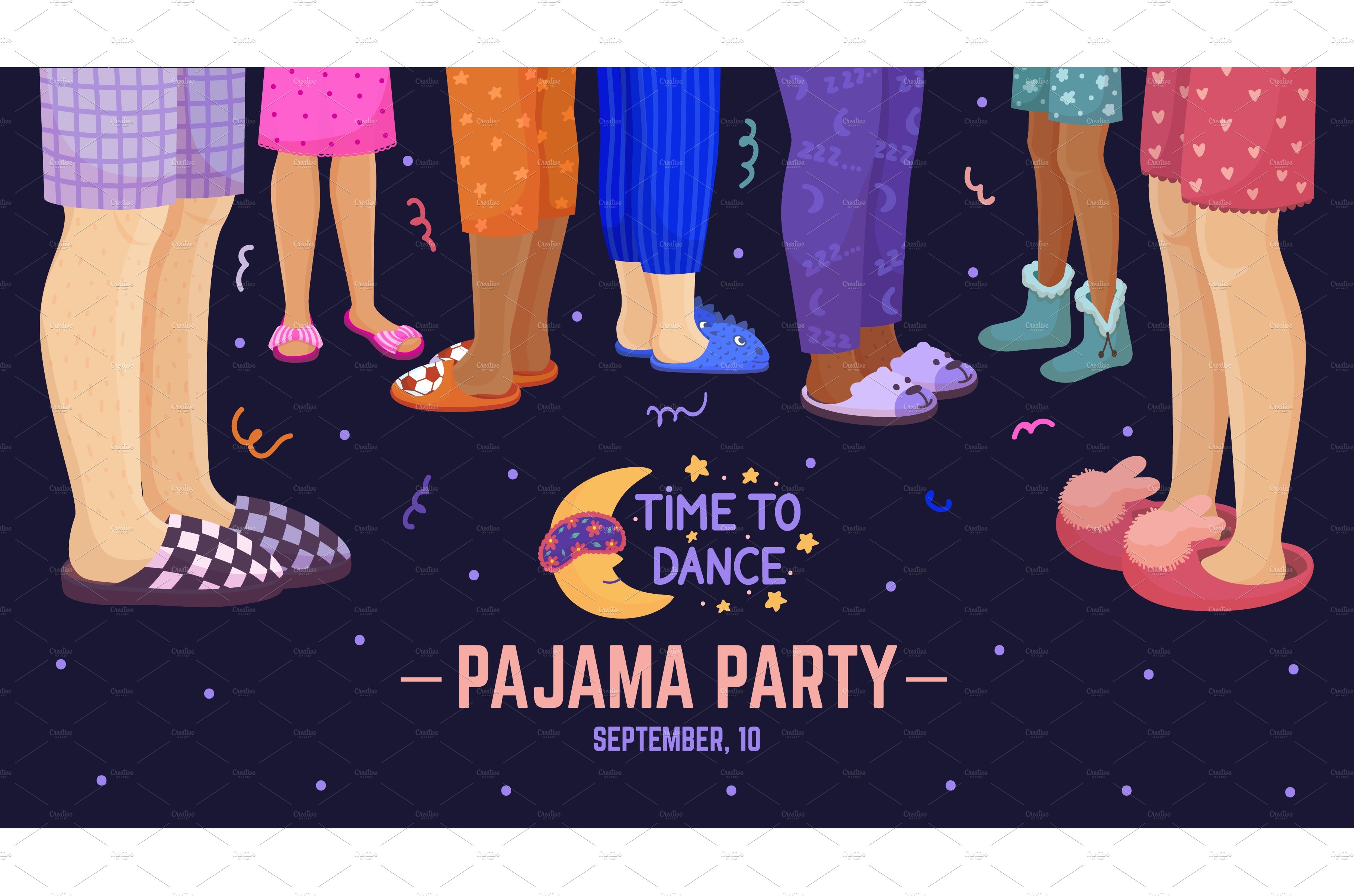 Pajama party background with casual cover image.