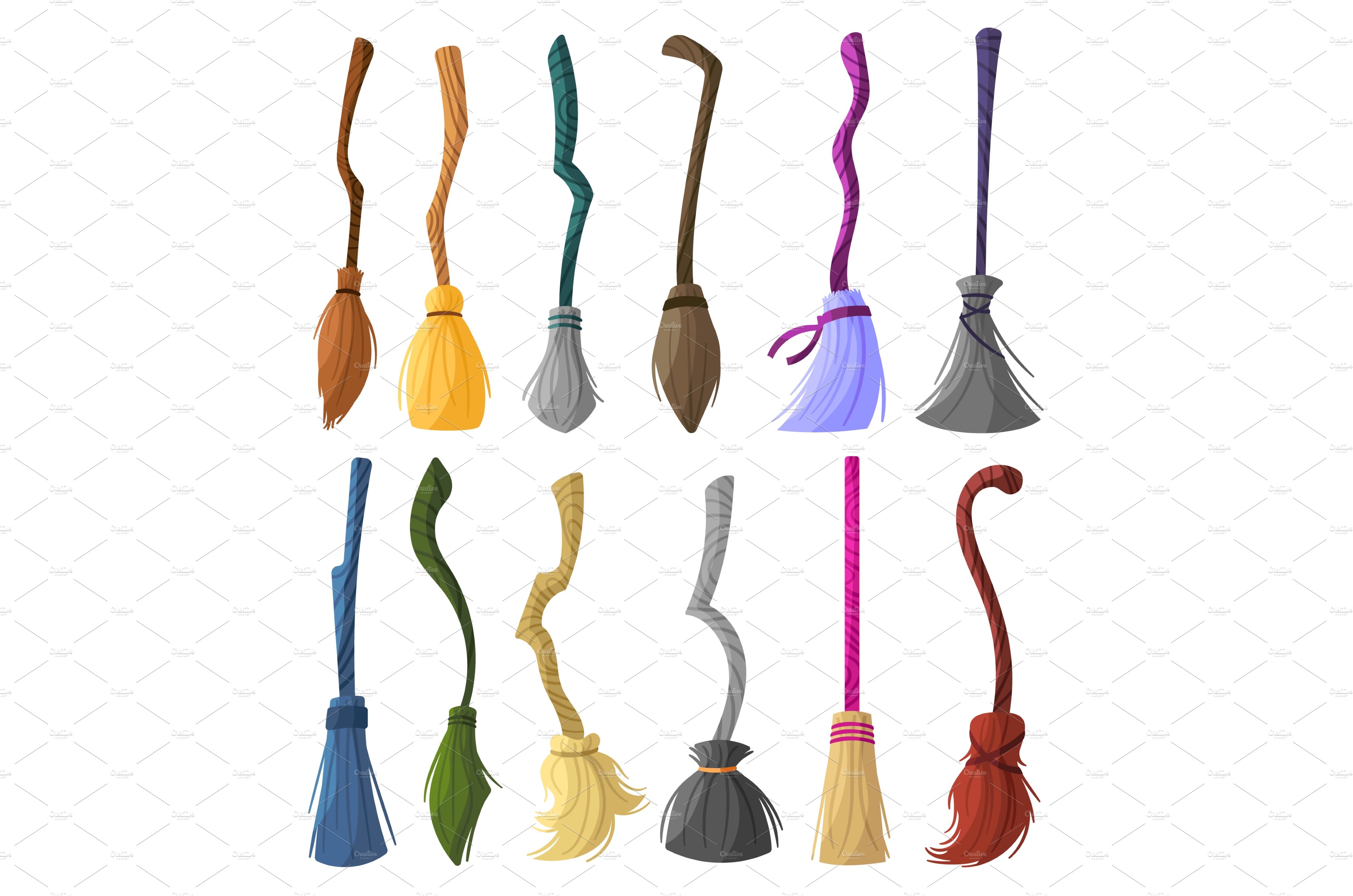 Witch brooms. Magic halloween cover image.