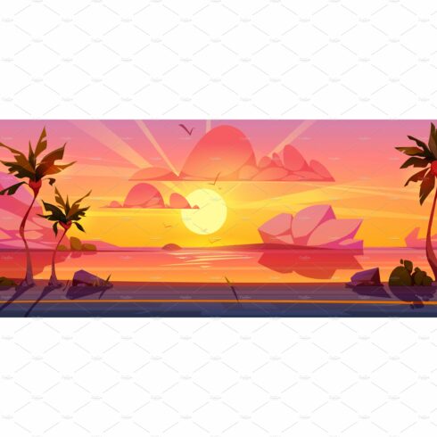 Tropical sunset, coastal road cover image.