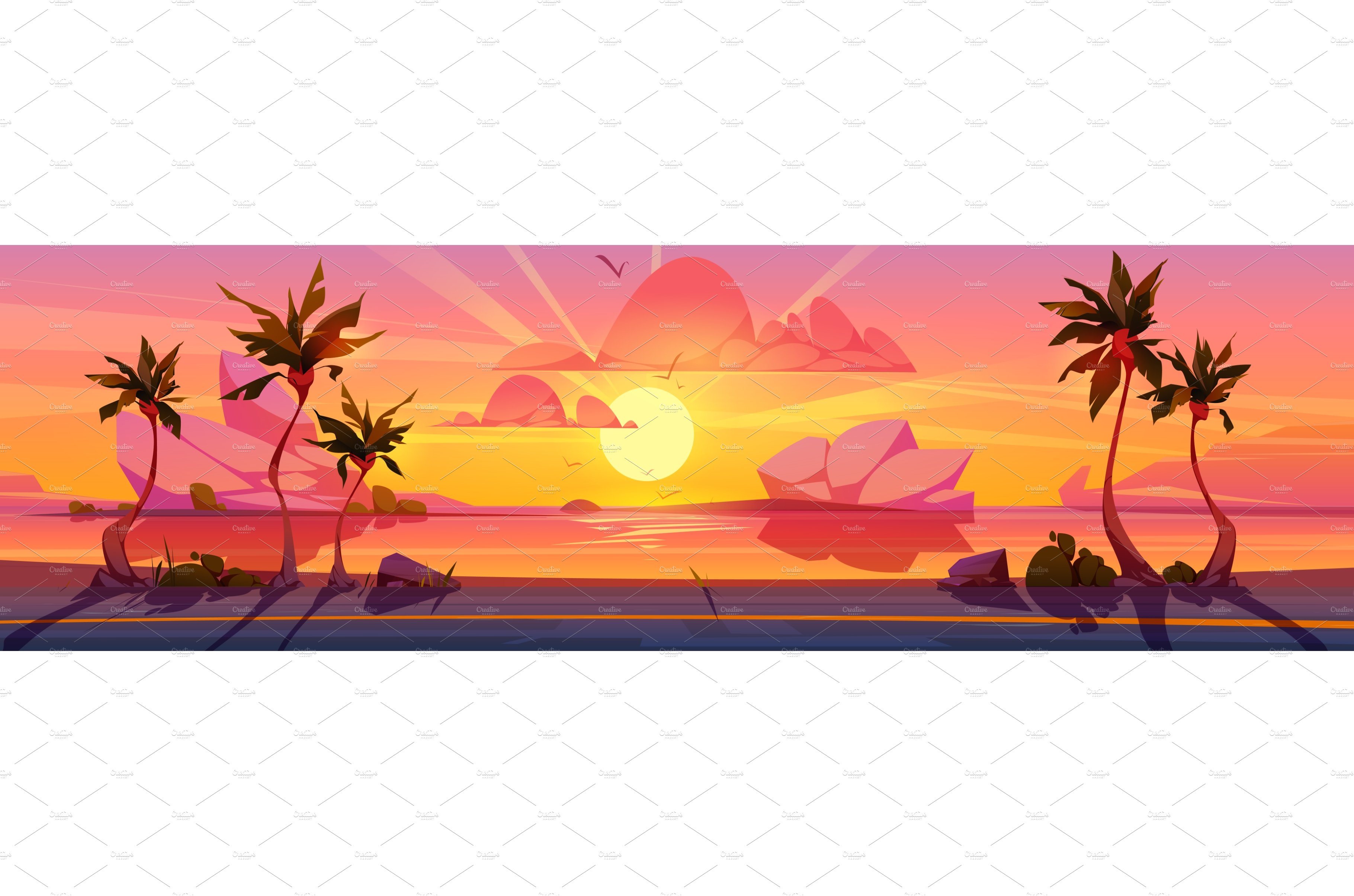 Tropical sunset, coastal road cover image.