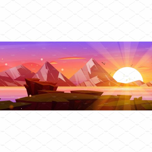 Sunset at scenery mountains cover image.