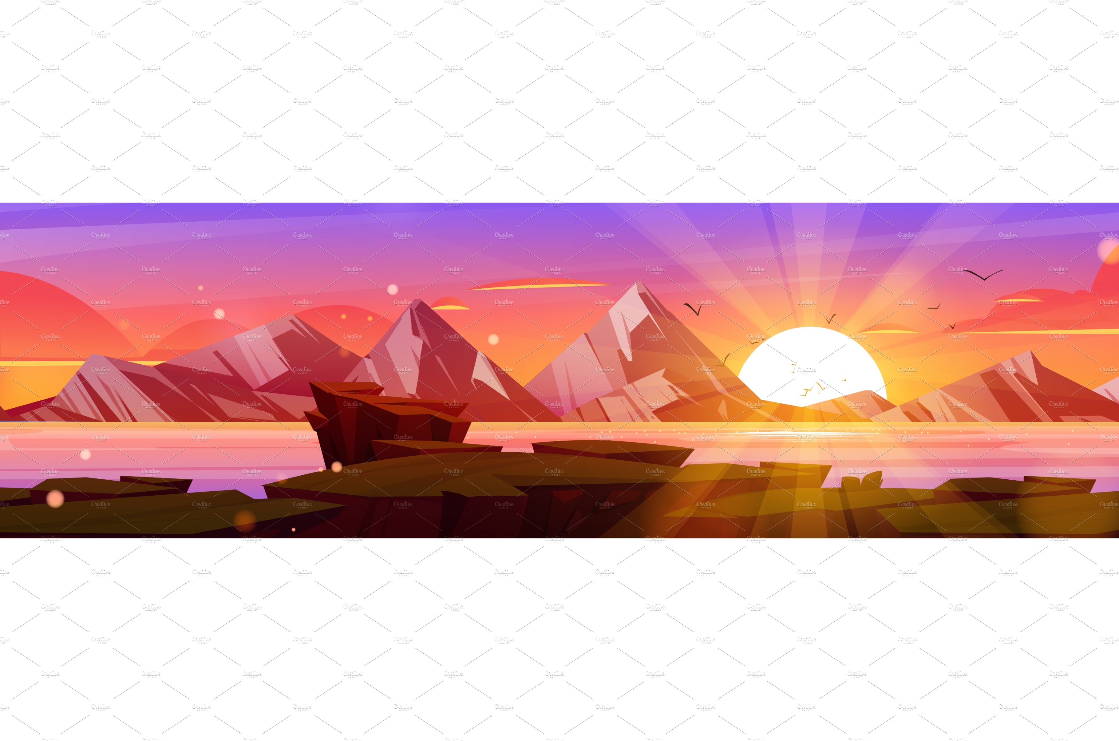 Sunset at scenery mountains cover image.