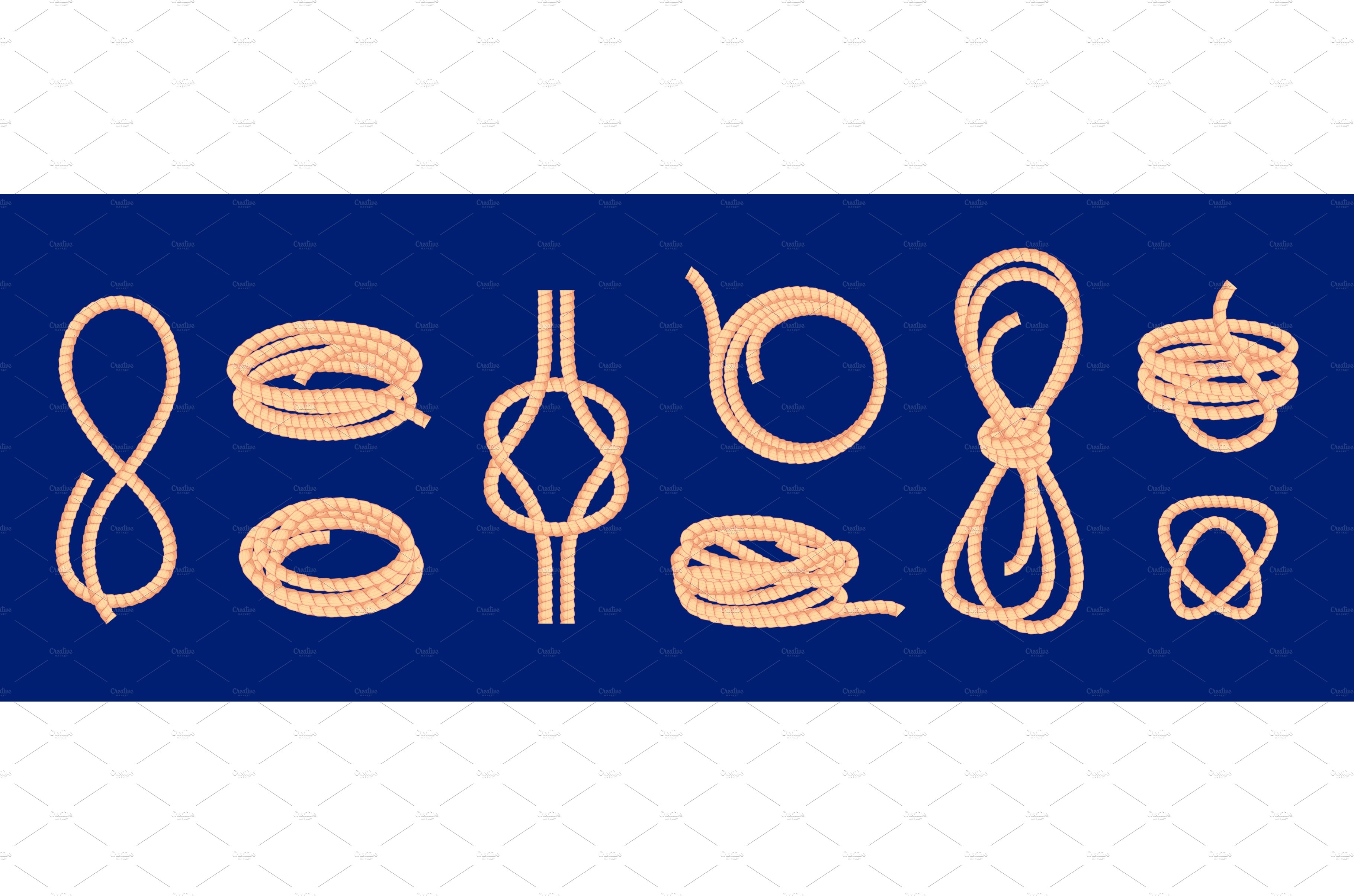 Folded ropes. Sketch trimming icons cover image.