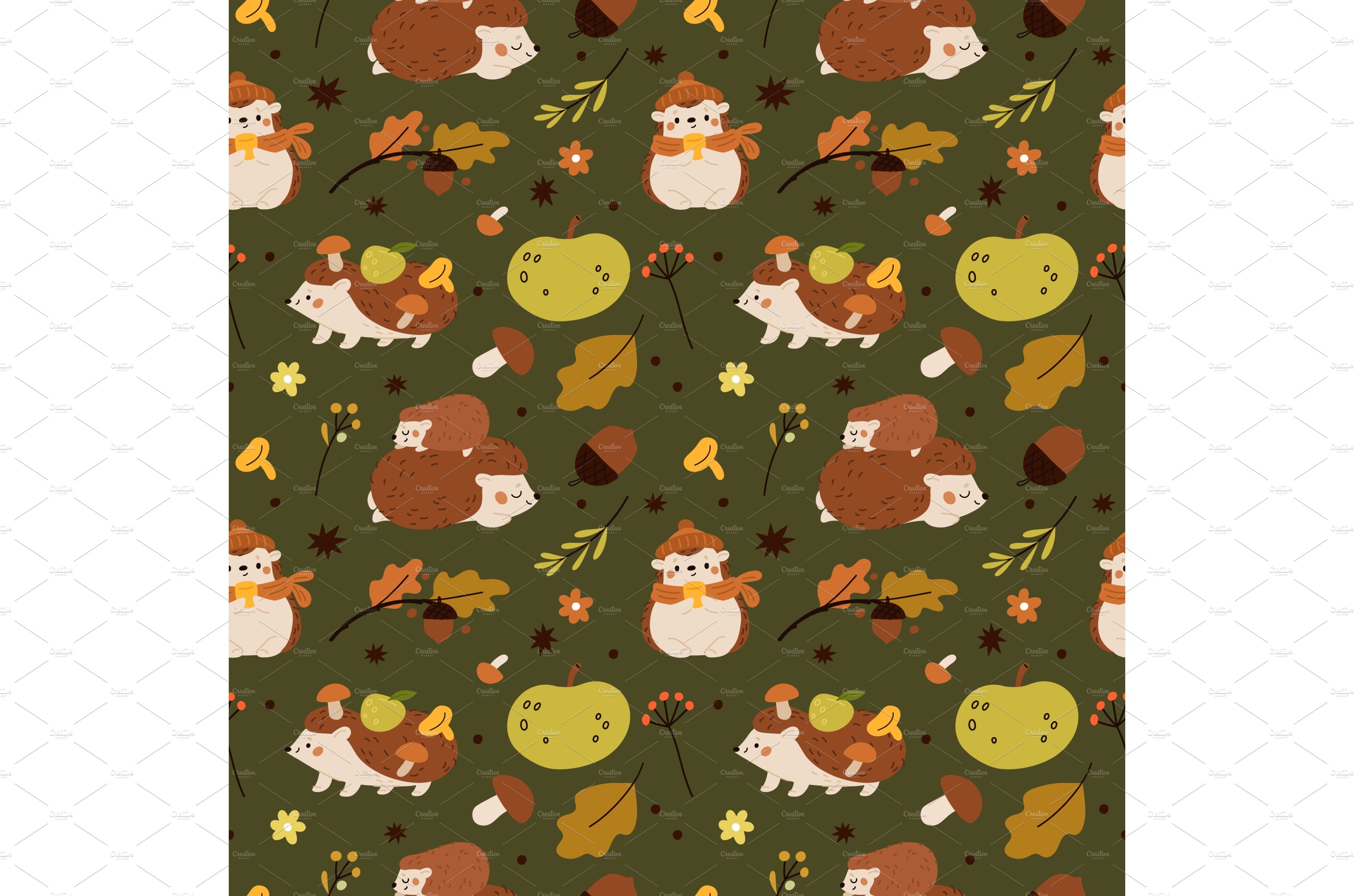 Cute hedgehogs seamless pattern cover image.