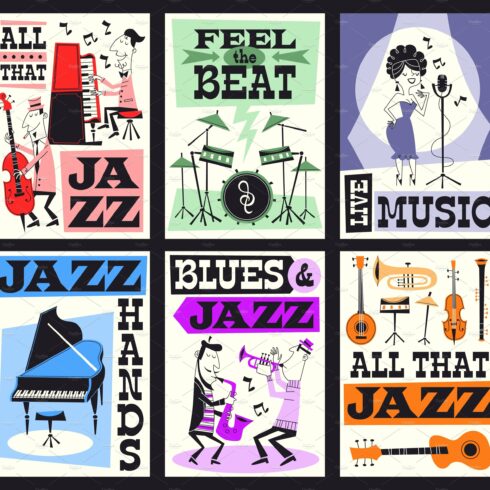 Jazz music festival cards. Funny cover image.
