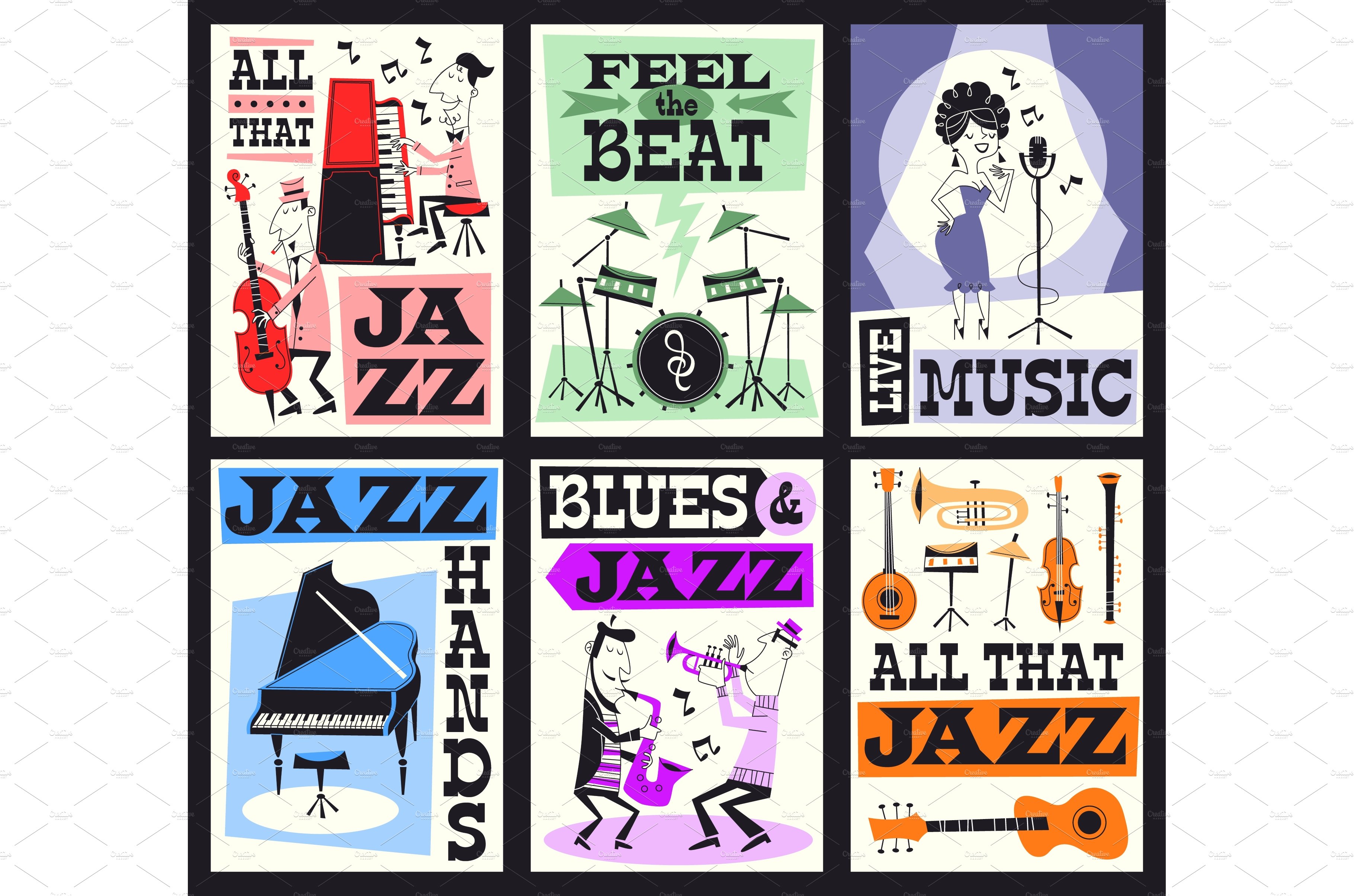 Jazz music festival cards. Funny cover image.