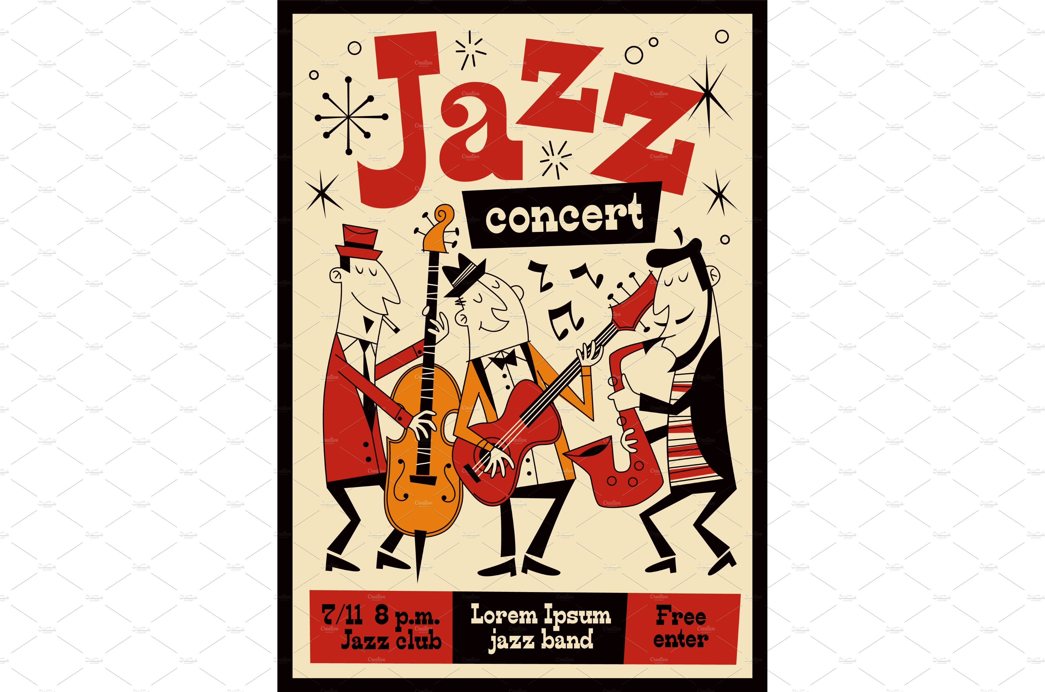 Jazz music festival poster. Live cover image.