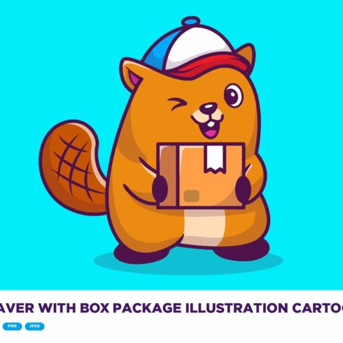 Cute Beaver With Box Package Cartoon cover image.