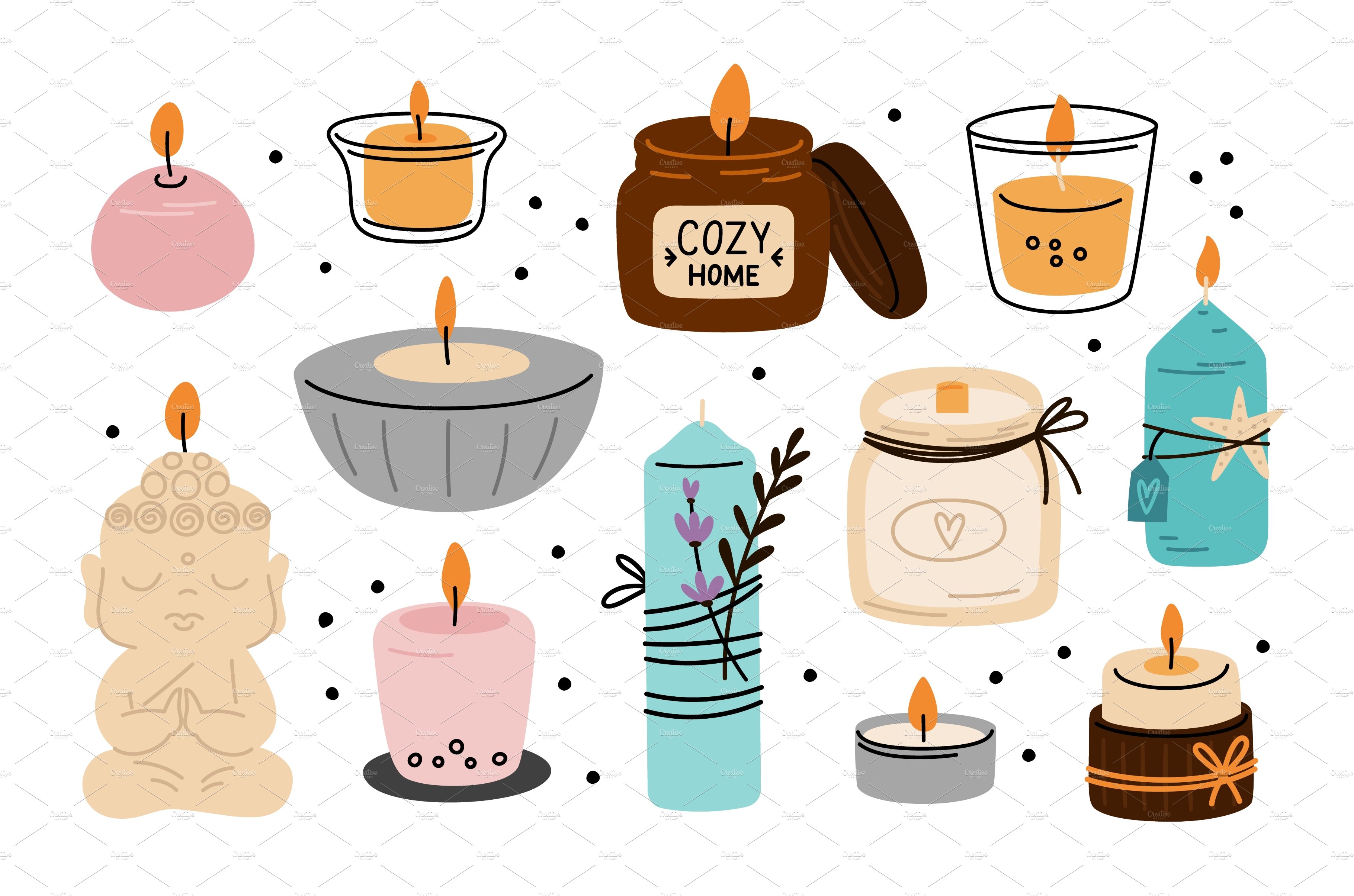 Cartoon candles in candlesticks cover image.