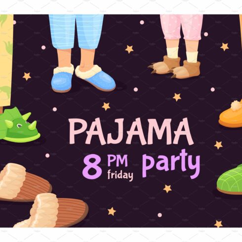 Pajama party. Sleepover invite for cover image.