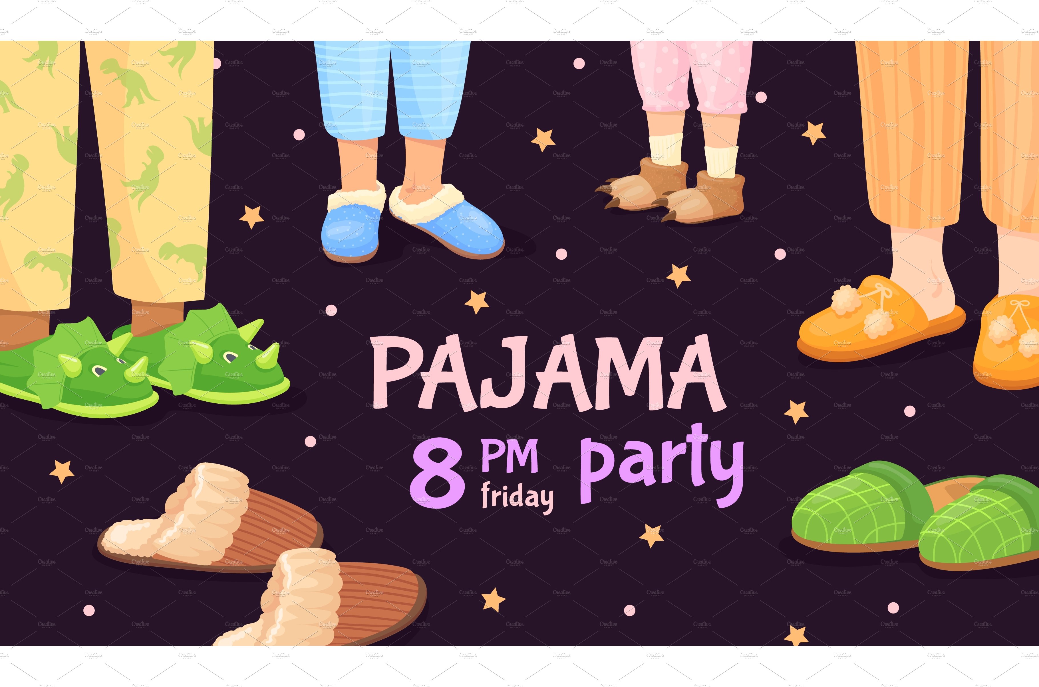Pajama party. Sleepover invite for cover image.