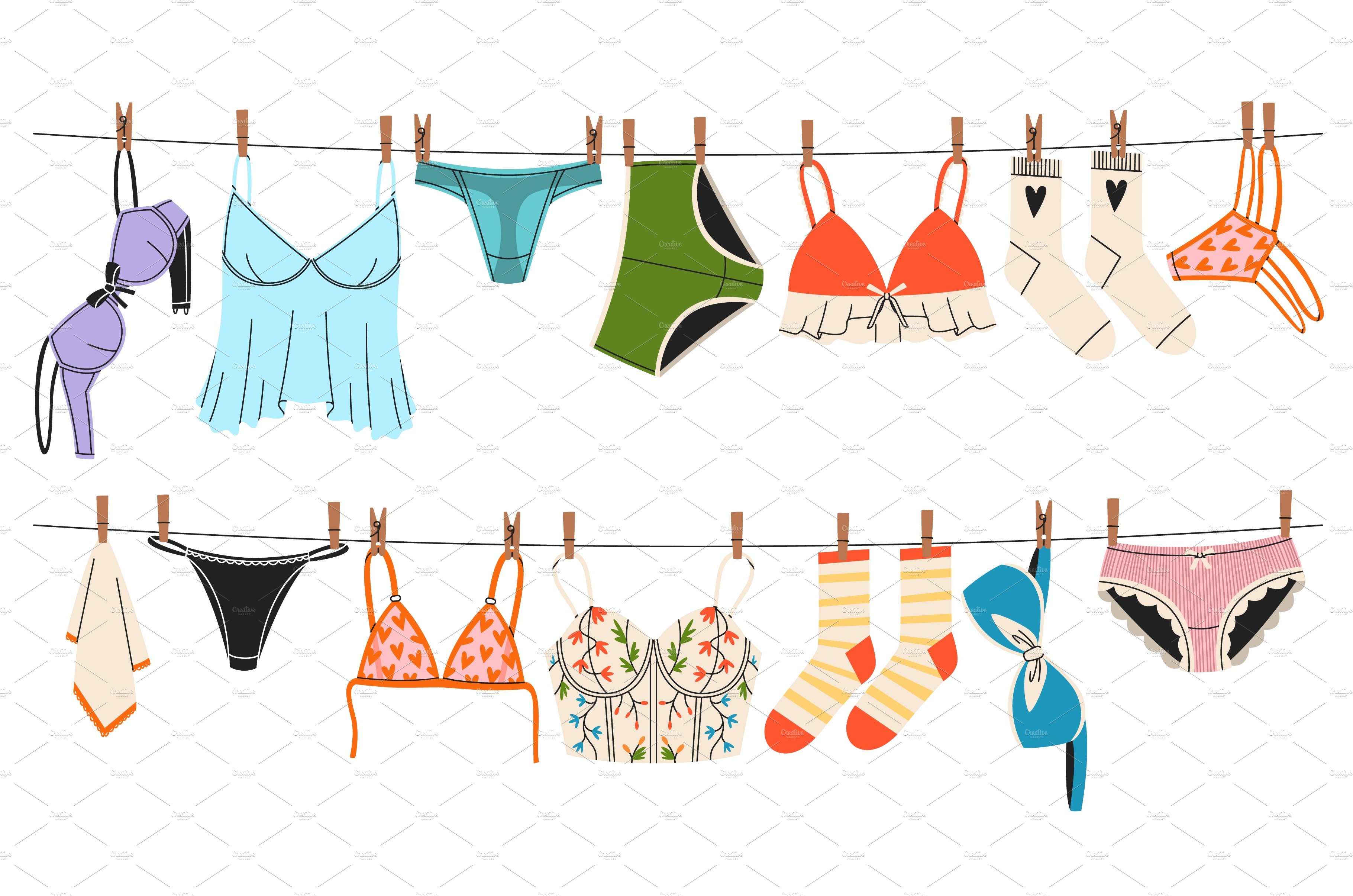 Underwear on ropes. Women panties cover image.