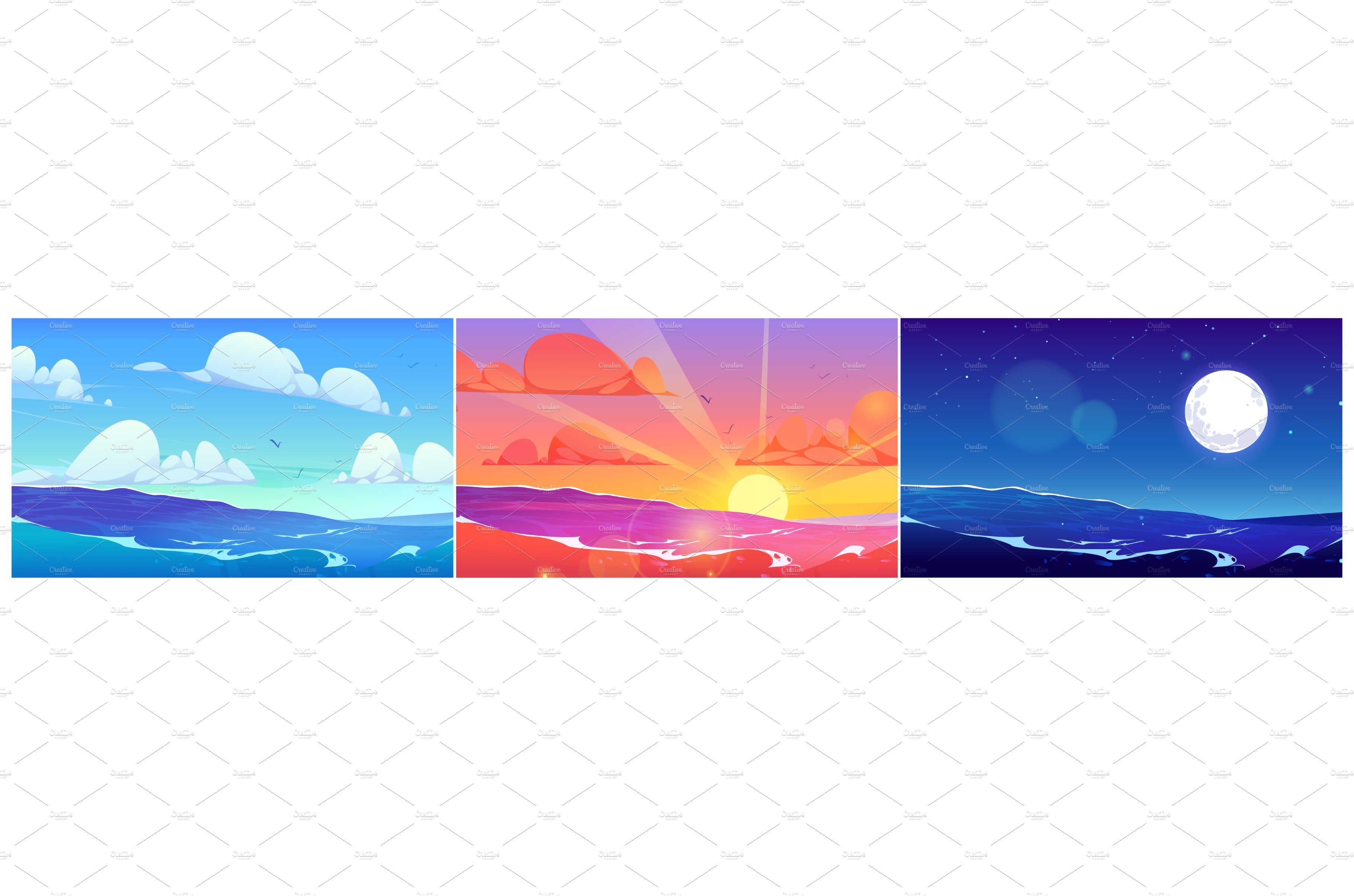 Ocean wave vector background, sea cover image.