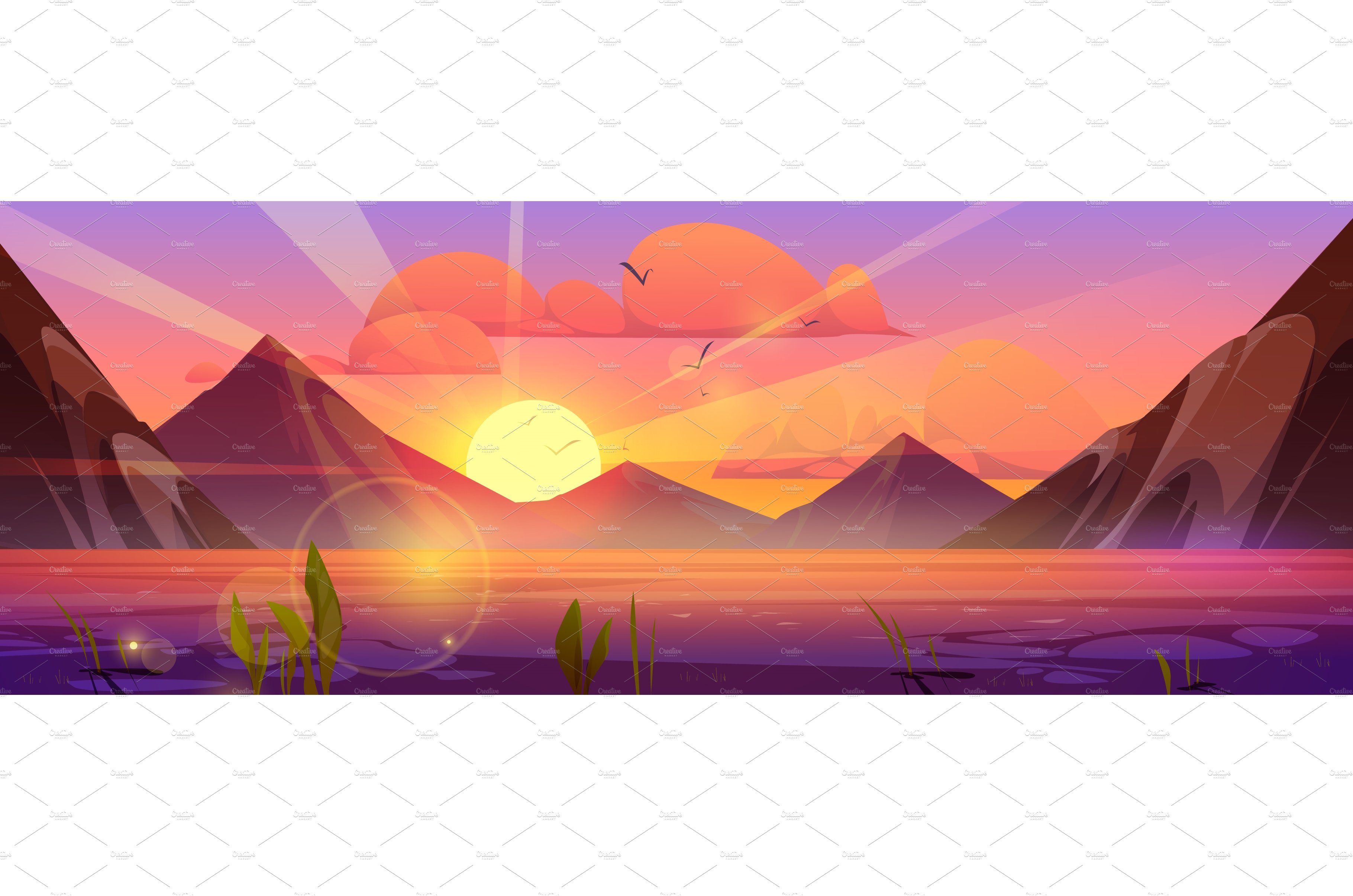 Summer sunset mountain landscape cover image.