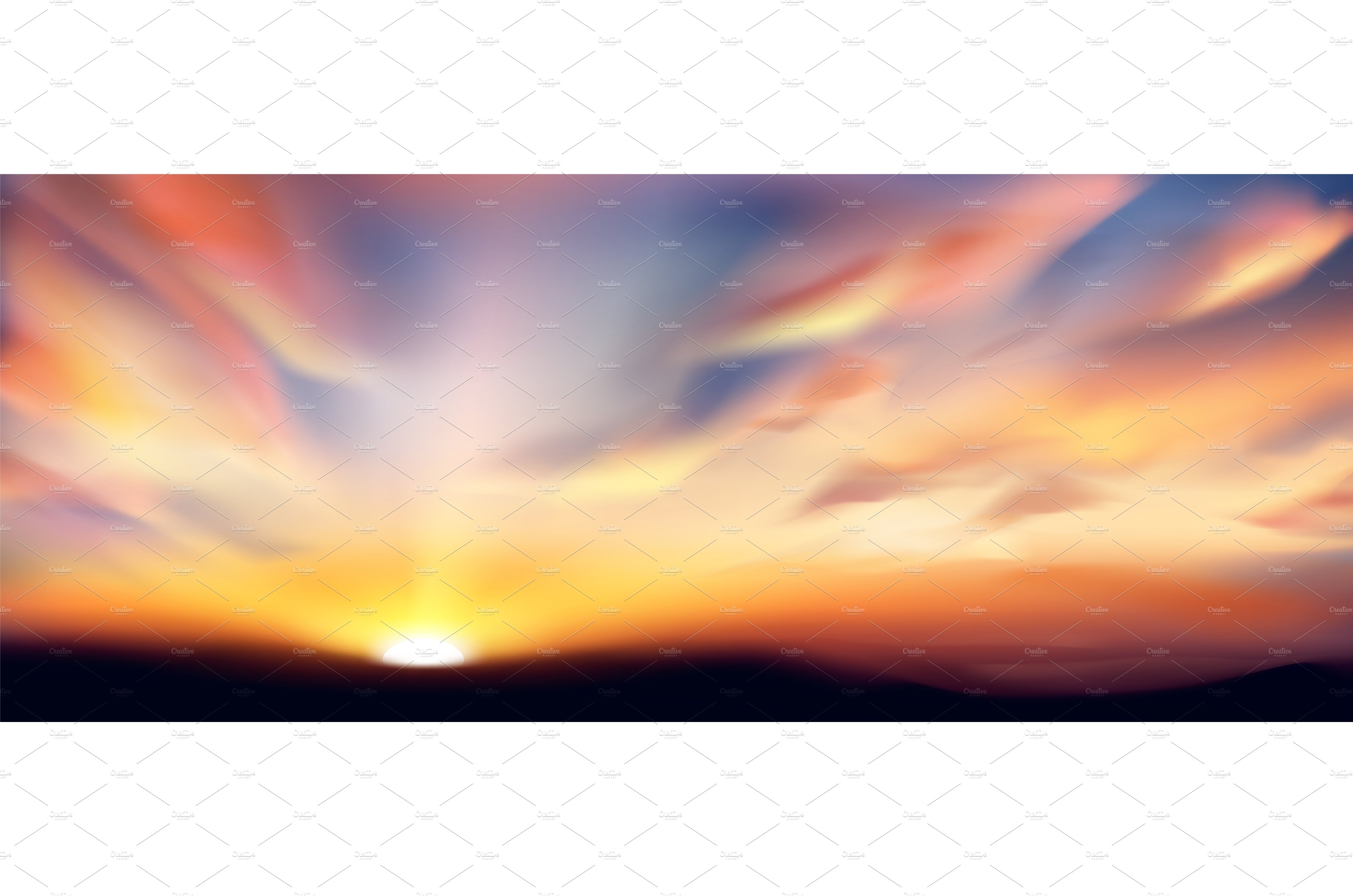 Realistic abstract evening sunset cover image.