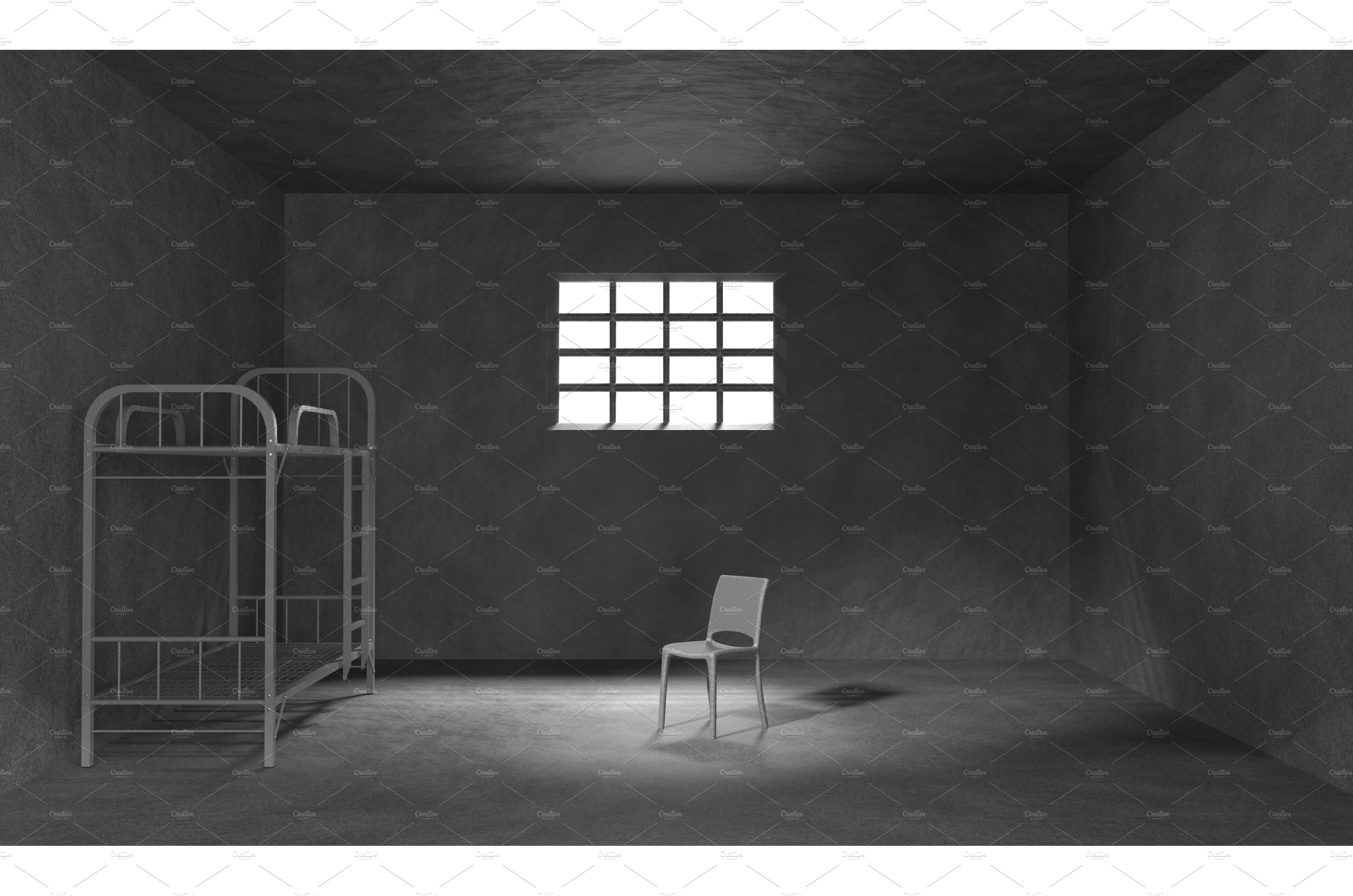 Dark prison cell with bunk bed cover image.