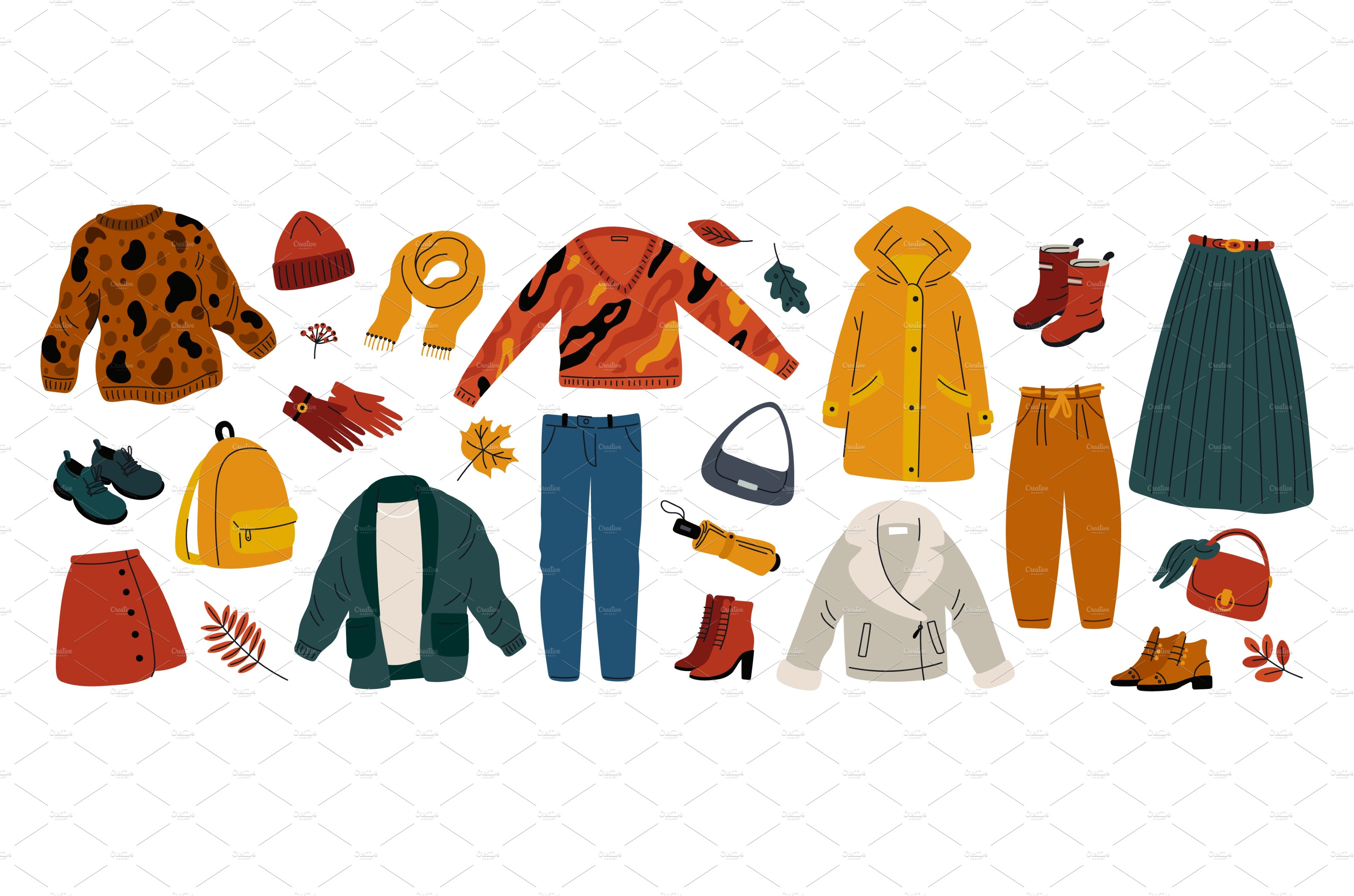Cartoon autumn clothing. Fall season – MasterBundles
