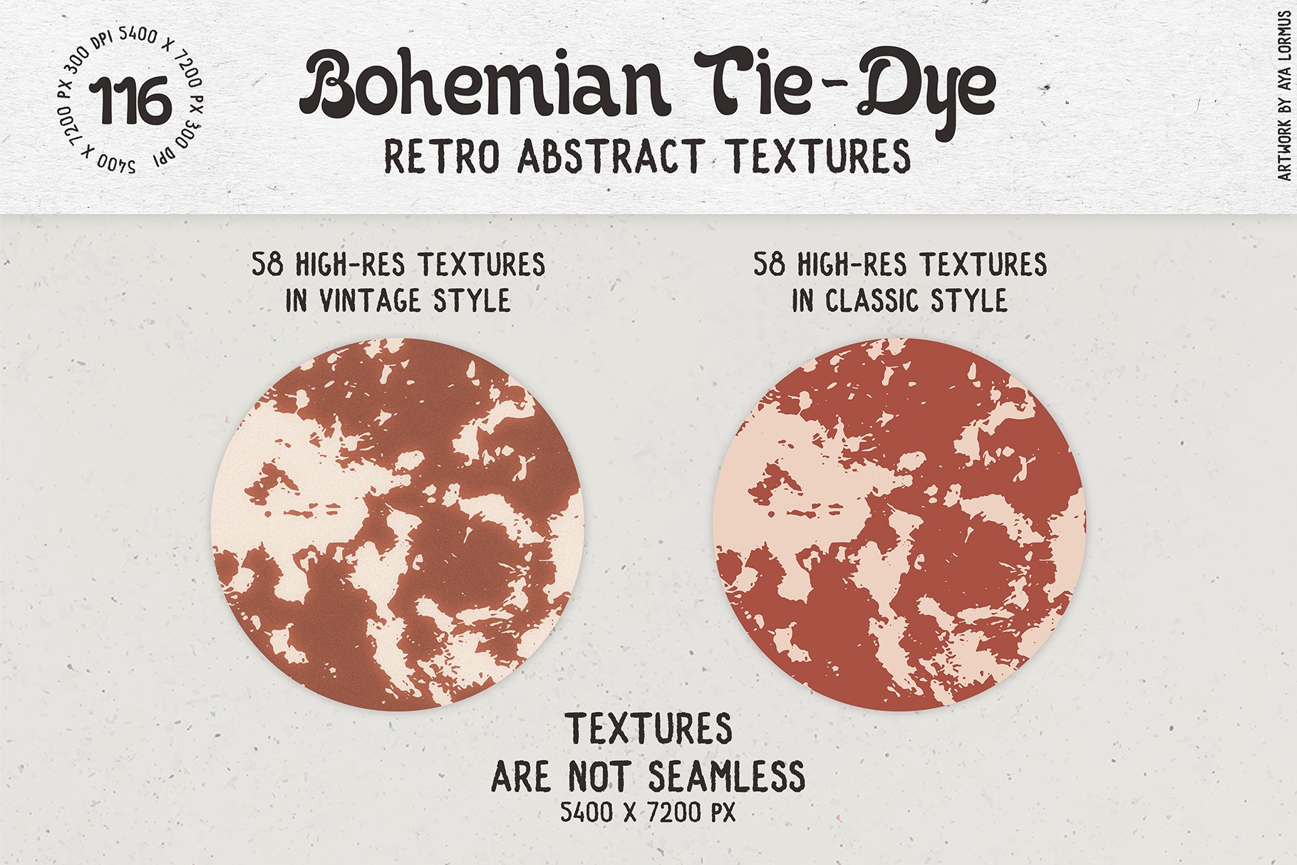 Bohemian TieDye Retro textures preview image.