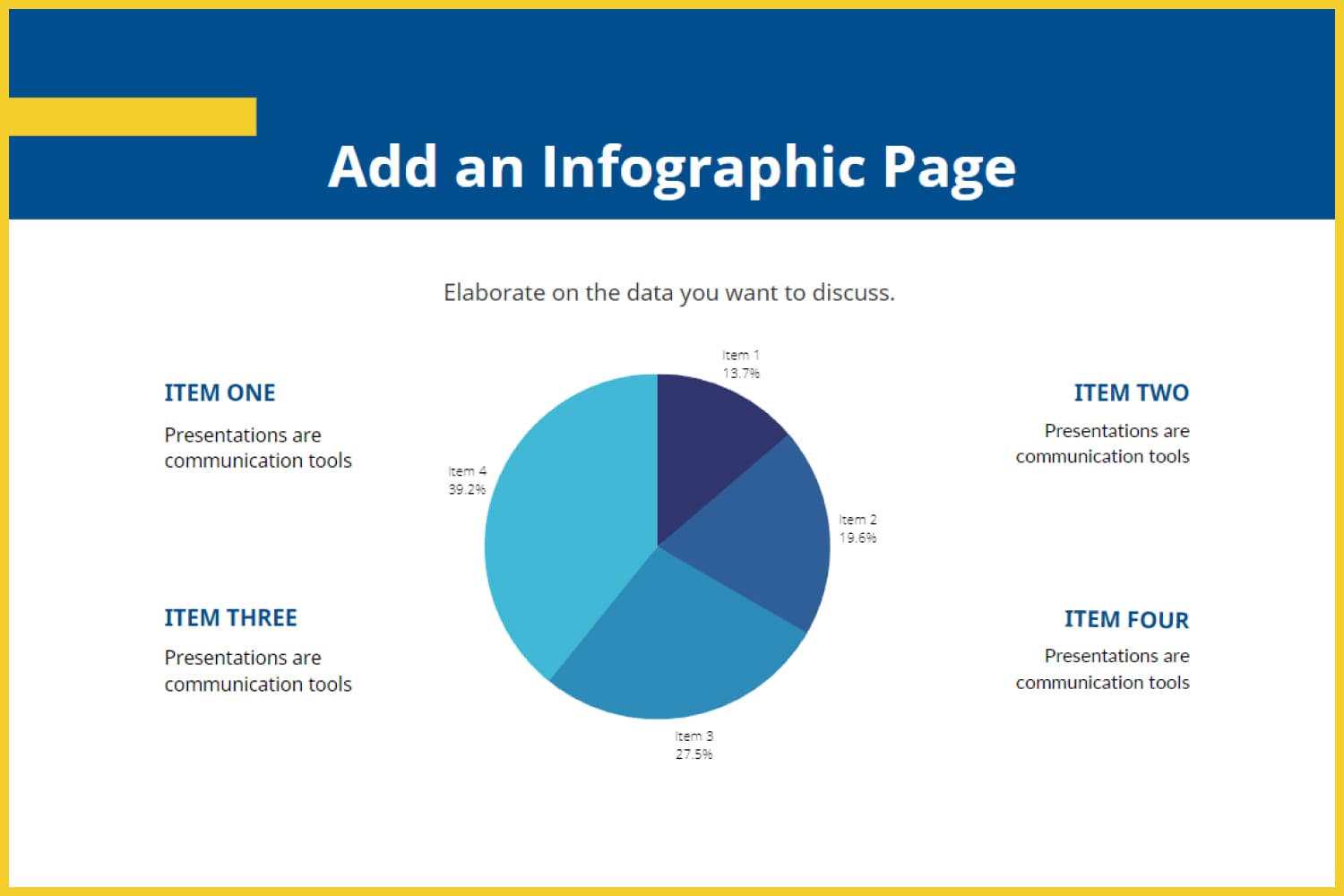 Pie chart in blue color and text on the side.