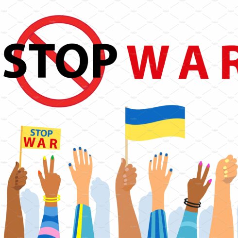 Stop War Ukraine. World peace. Hand cover image.