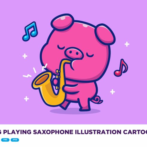 Cute Pig Playing Saxophone Cartoon cover image.