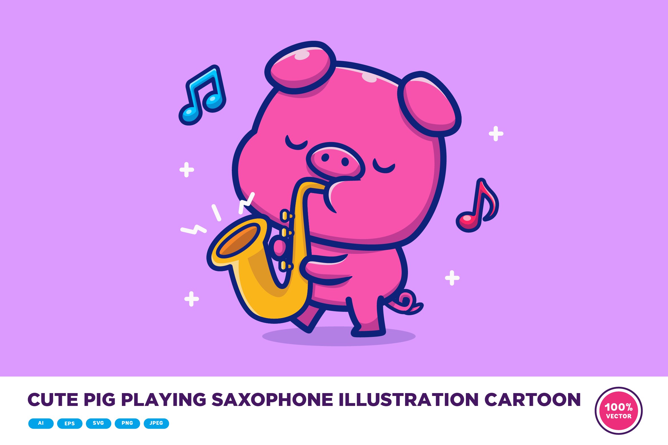 Cute Pig Playing Saxophone Cartoon cover image.