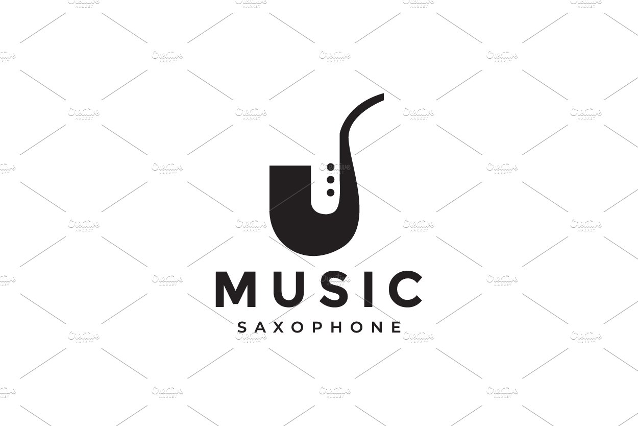 simple shape saxophone logo design cover image.