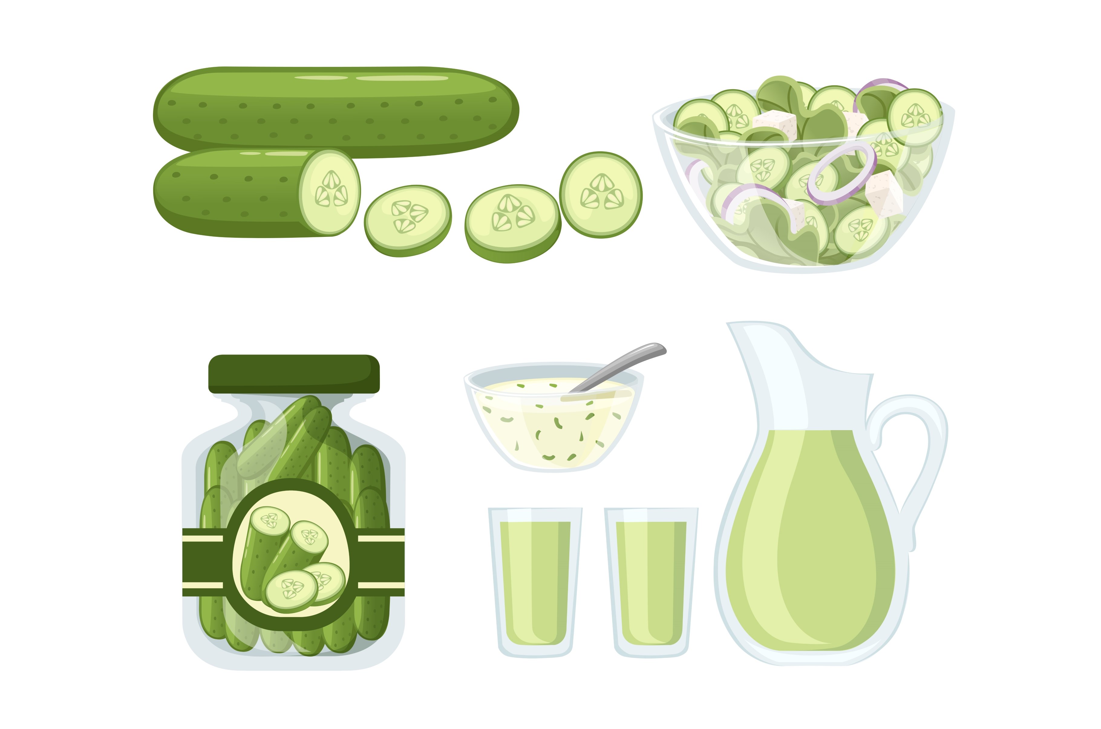 Collection of cucumber products and cover image.