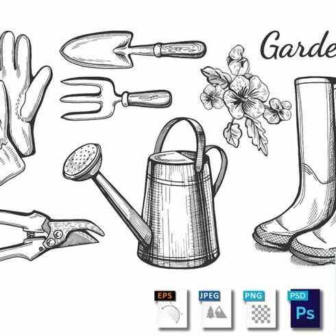 Gardening objects set cover image.